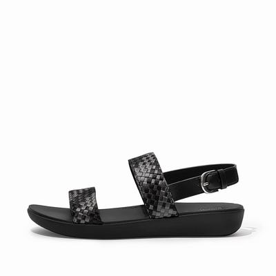 Fitflop Women's BARRA Silky Weave Back-Strap Sandals - Black, DB3197806